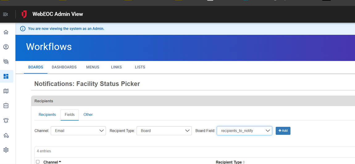 Configuring the notificationrecipientspicker tag on the Fields tab