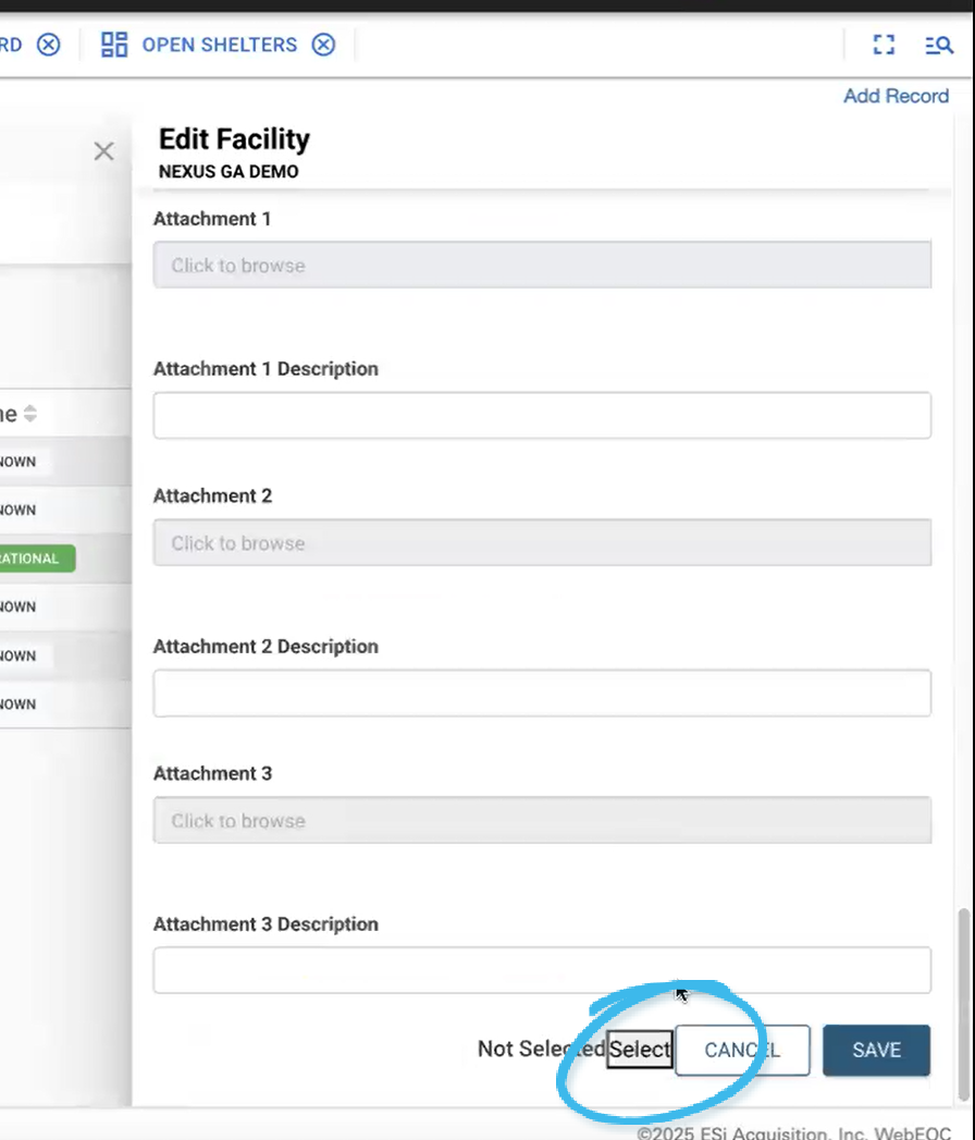 The button that displays on a board where the tag is added 