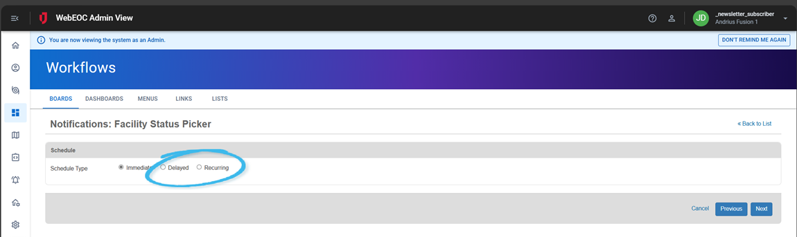 Scheduled Notication Types
