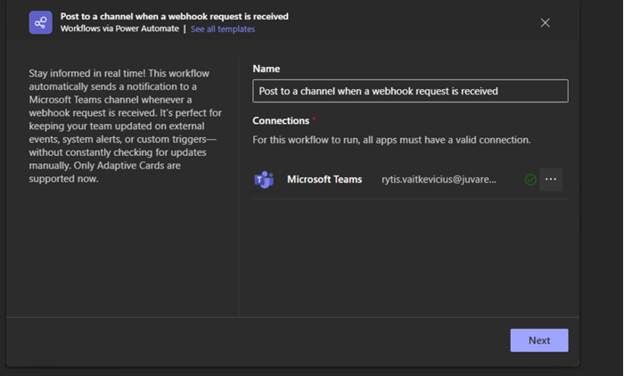 Microsoft Teams Click next