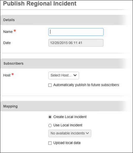 Publish Regional Incident page