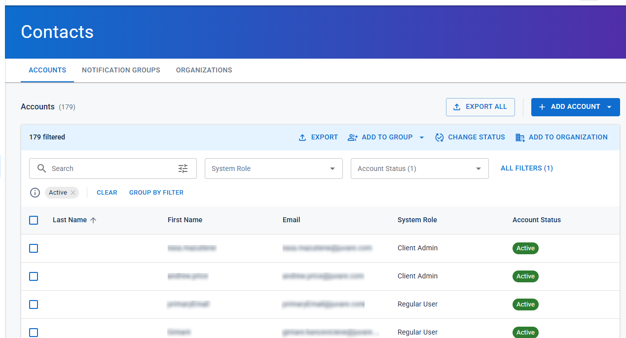 Contacts page Contacts page