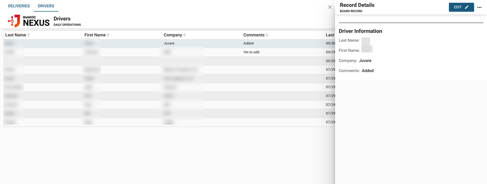 Deliveries - Drivers