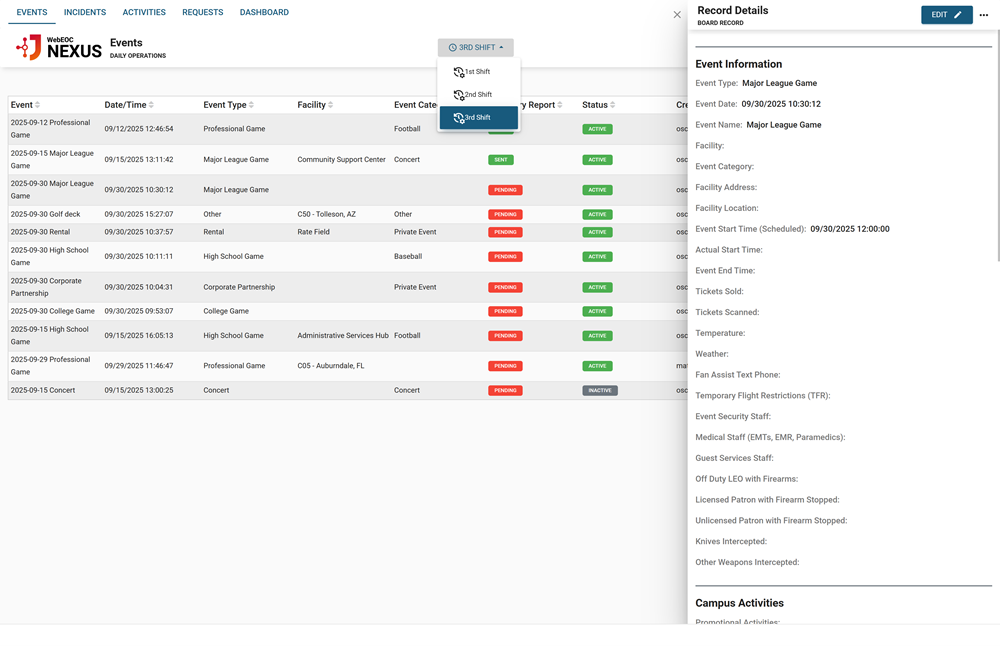 Event Ops - Event List