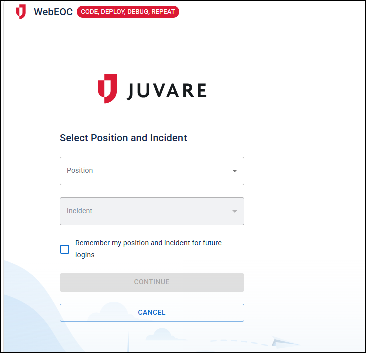 Select Position and Incident page