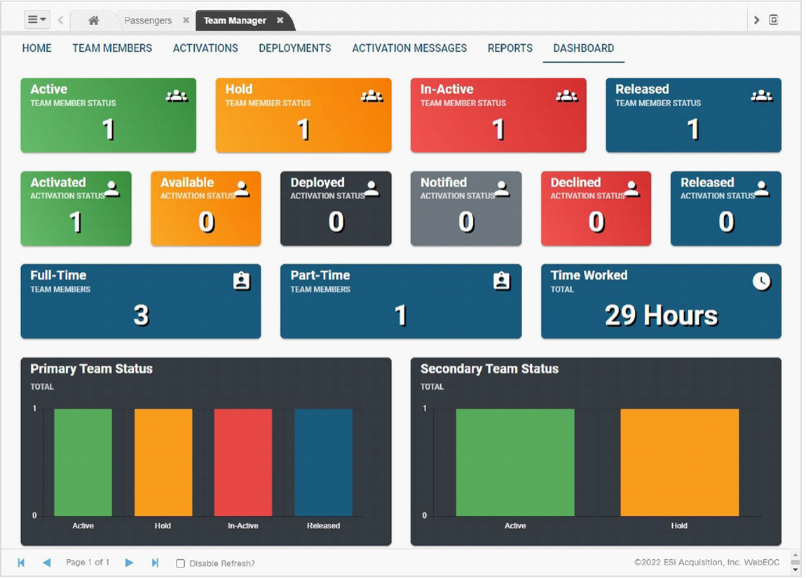 Team Manager Page Screenshot