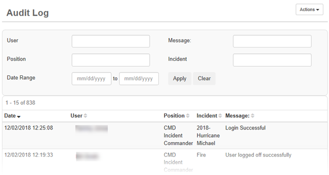 Audit Log Window