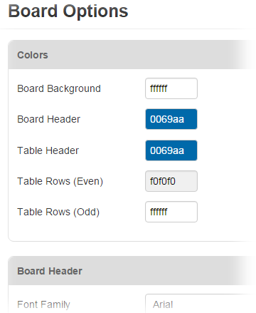 Board Options