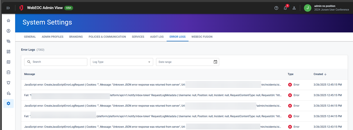 System Known Error Log View Error Logs