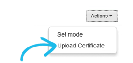 Upload certificate option