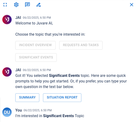 JAI chat topic quick prompts JAI chat topic quick prompts