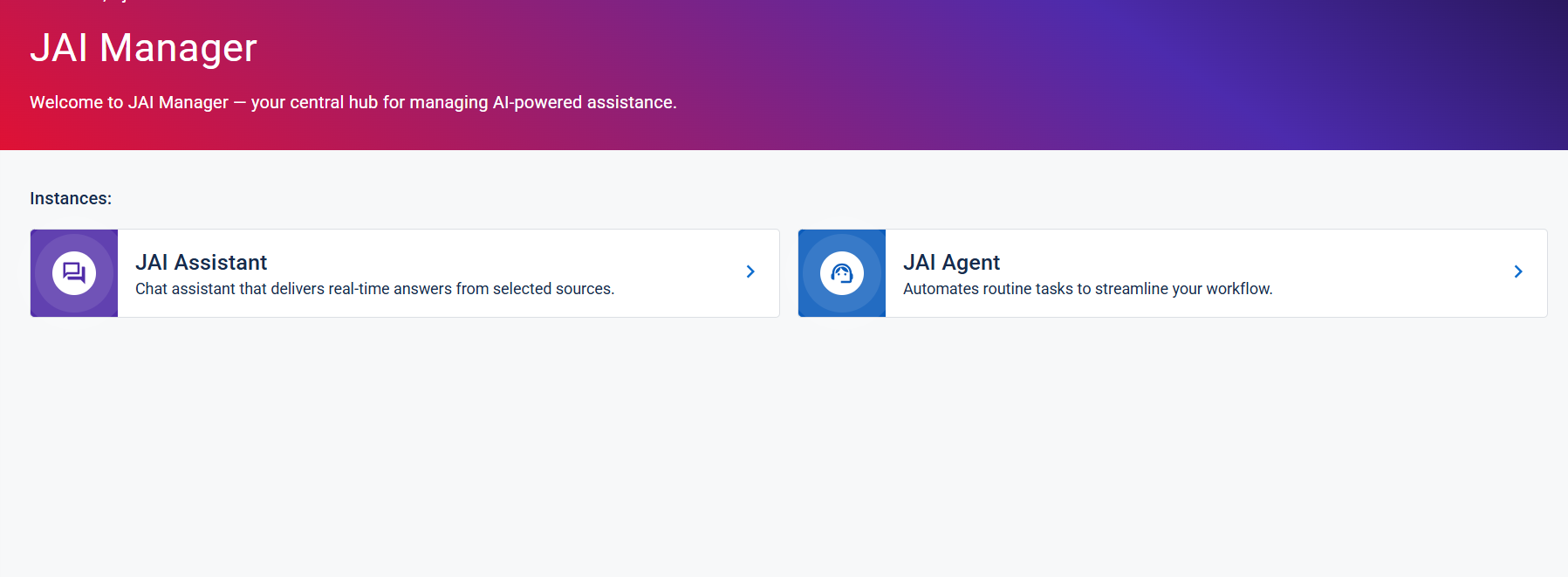 JAI Manager page