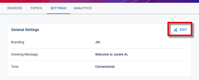 JAI settings edit JAI settings edit