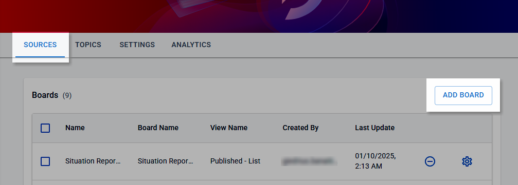JAI source tab and add board button JAI source tab and add board button