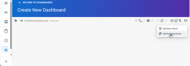 Create Dashboard Add Existing Visual