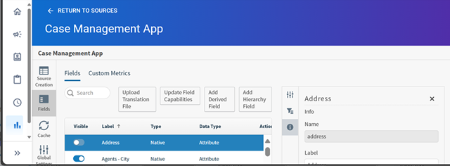 Sources Fields Tab