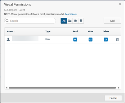 Set permissions on the Visual Permissions page.