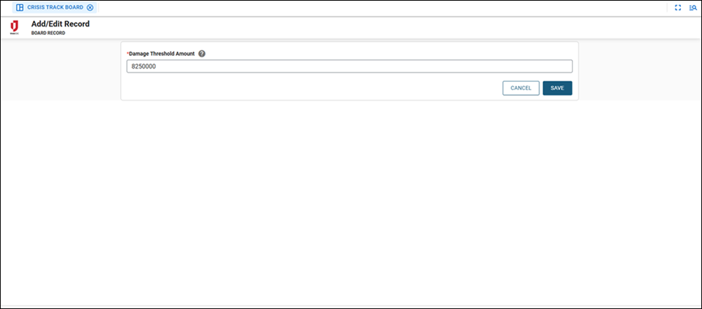 CrisisTrack Integration Dashboard Setting the Damage Threshold