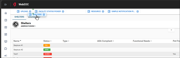 Draggable tabs