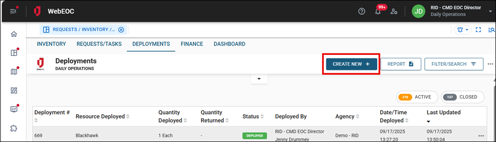 Create a Deployment from the Deployments Tab