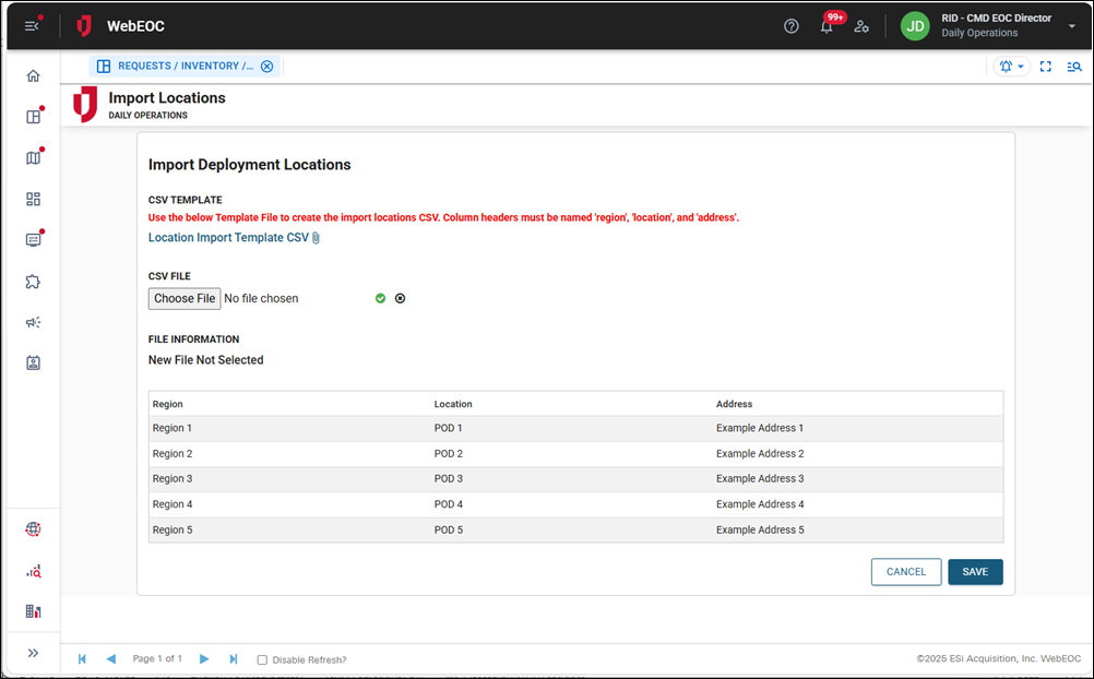Import Deployment Locations