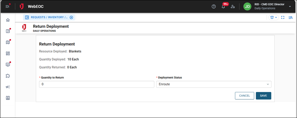 Return Deployment page