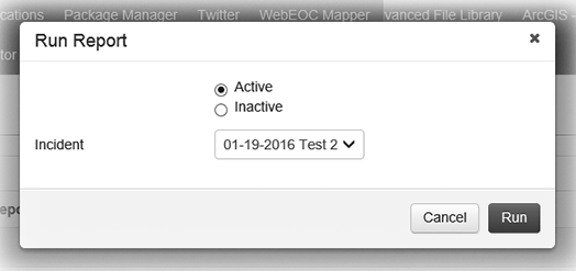 Run Report Window