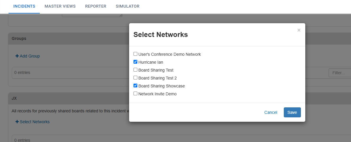Select Networks Dialog Box