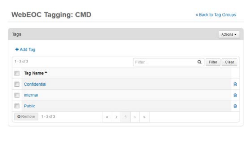 WebEOC Tagging section