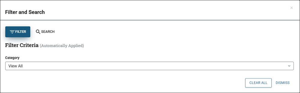 Click image to enlarge Filter and Search window filter tab