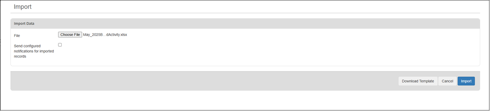 Click image to enlarge Import page