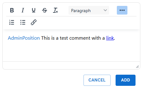 Comments panel editor Comments panel editor