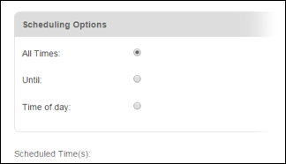 Scheduling Options fields.