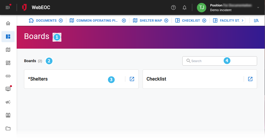 Boards Landing Page