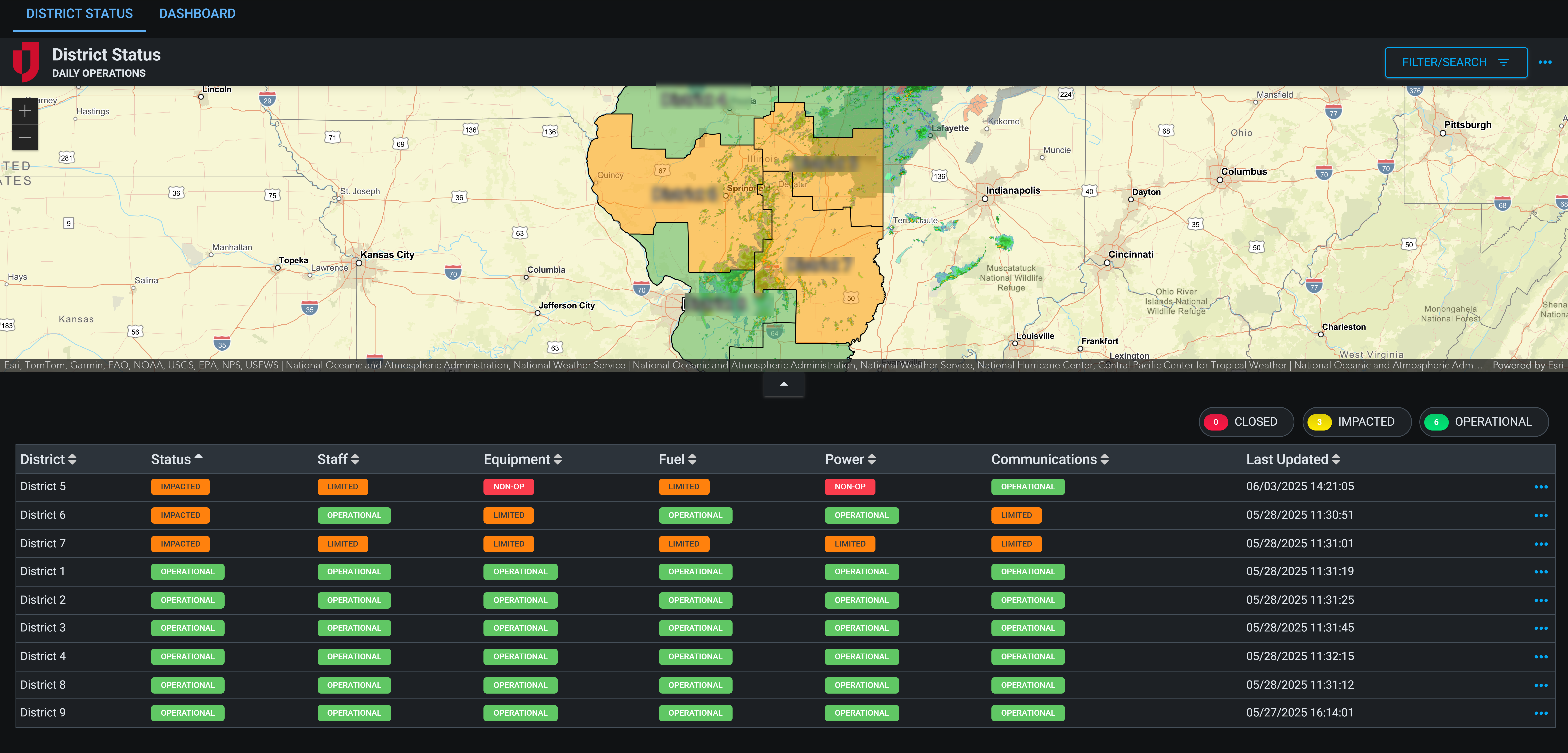 District Status - Daily Operations - Dark Mode